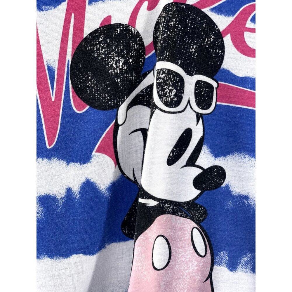 DISNEY Mickey Mouse Women's Short Sleeve Crop Top V Neck Sleep Shirt Sz M - Picture 2 of 5